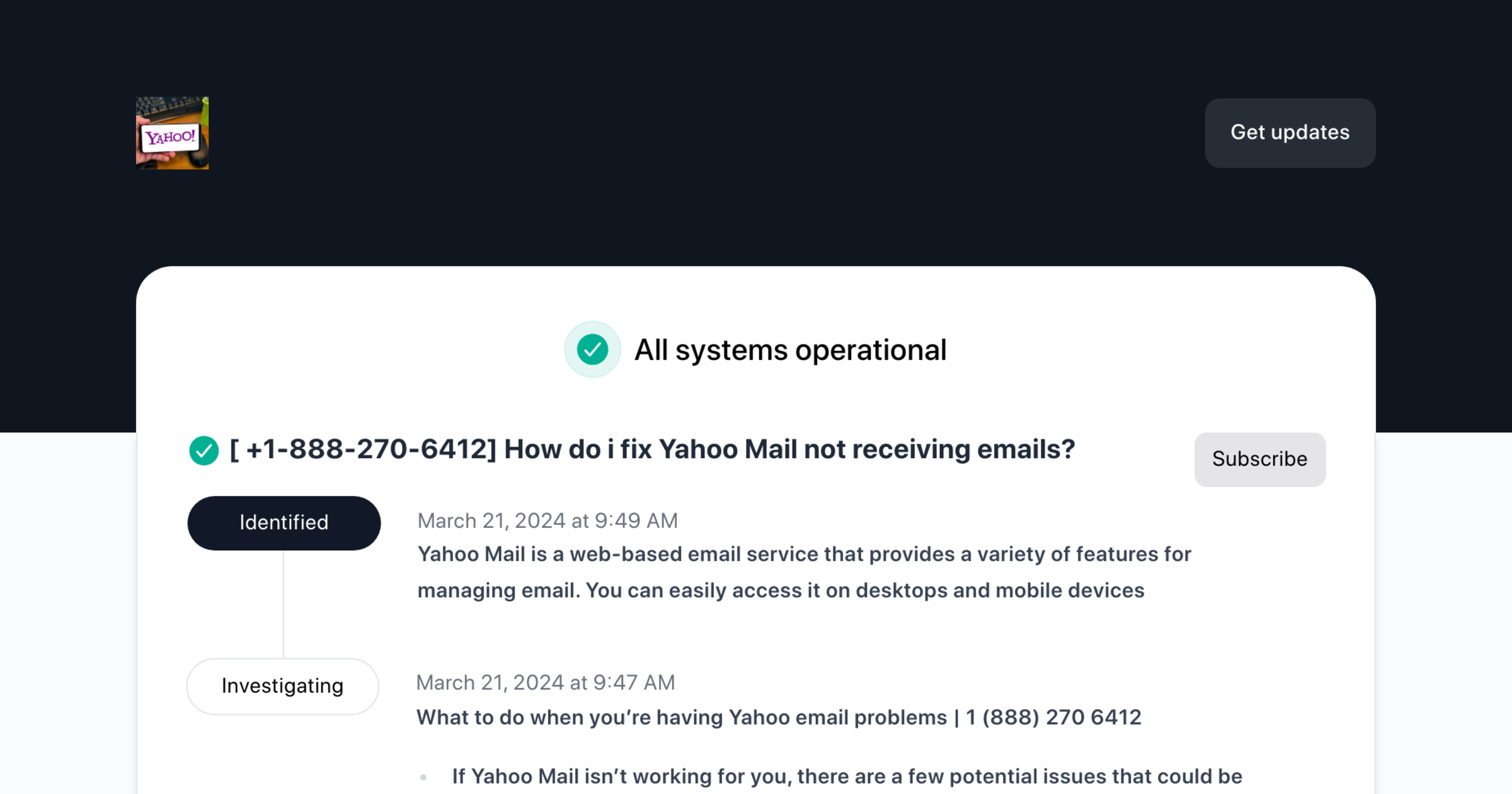  1 888 270 6412 how do i fix yahoo mail not receiving emails status